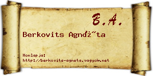 Berkovits Agnéta névjegykártya